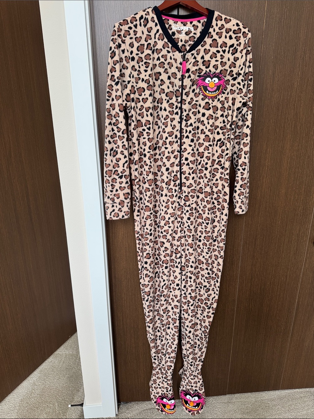 Disney The Muppets Leopard-Print, Animal character One-Piece Feetie Pajamas